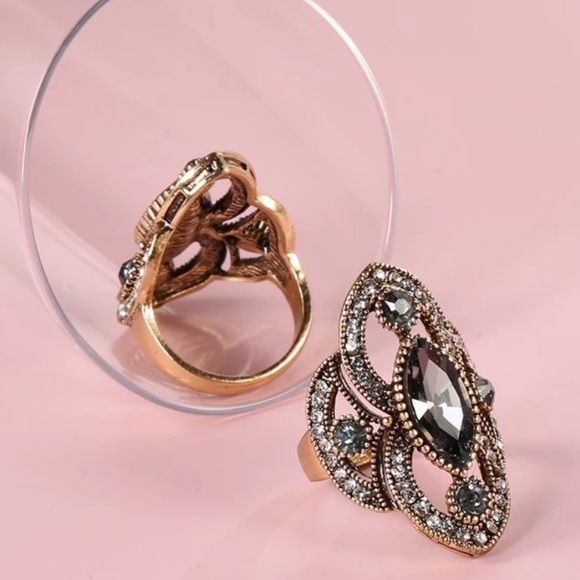 💍 BOHO Stunning Geometric Antique Crystal Ring - Picture 5 of 5